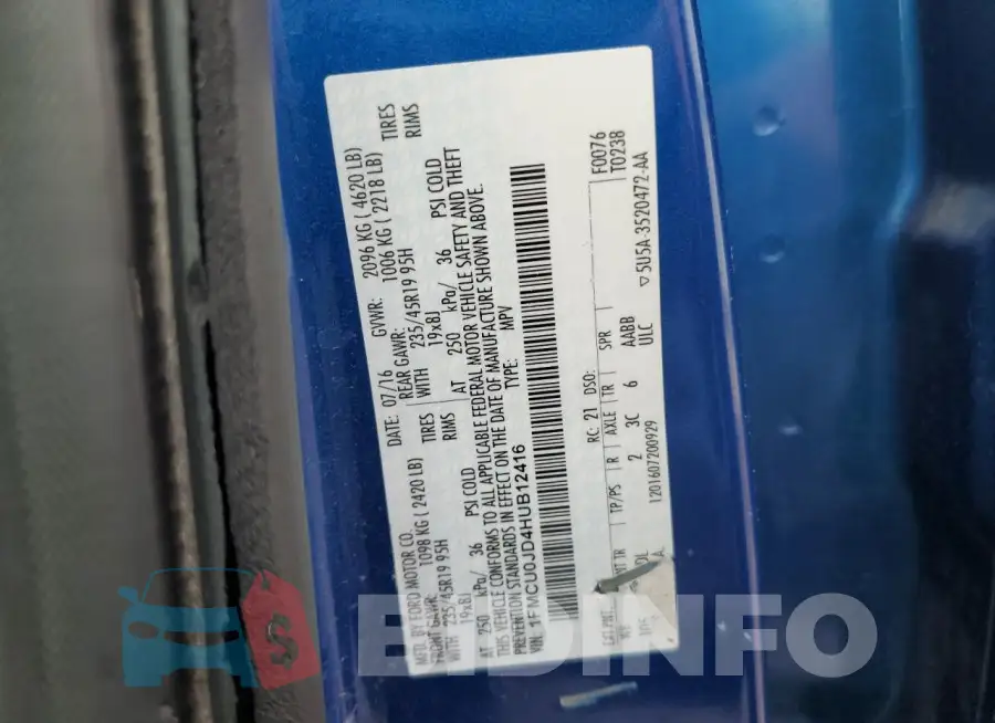 1FMCU0JD4HUB12416 Photo# 13