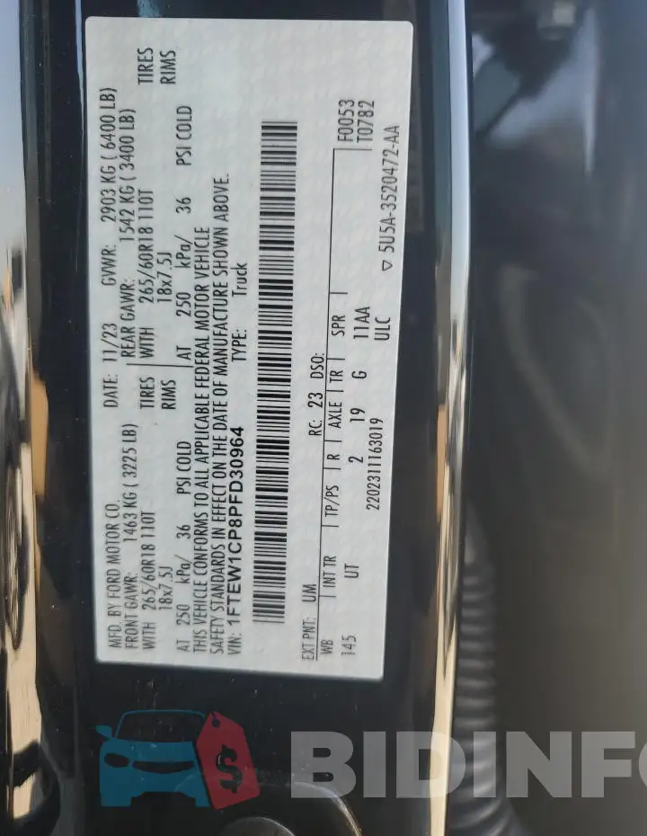 1FTEW1CP8PFD30964 Photo# 13