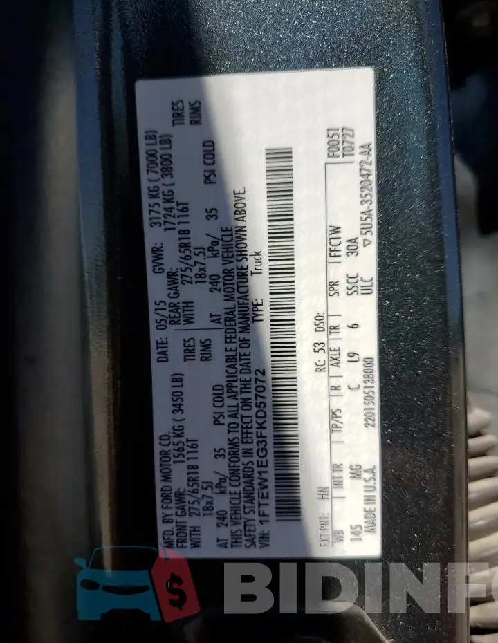 1FTEW1EG3FKD57072 Photo# 12