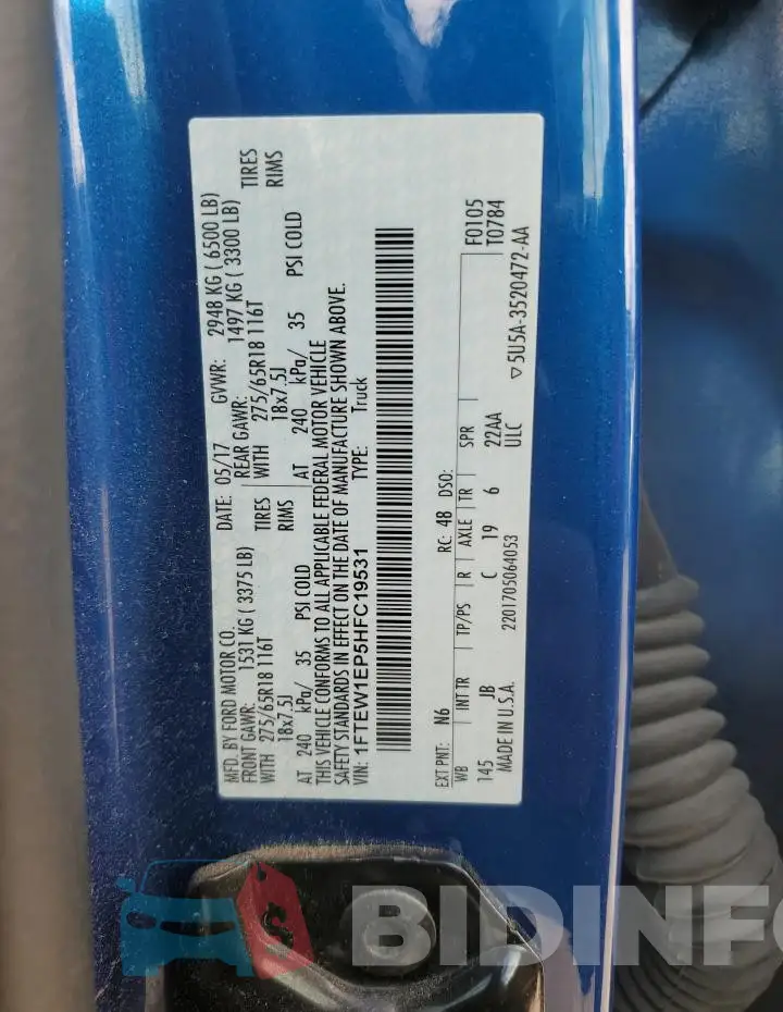 1FTEW1EP5HFC19531 Photo# 12