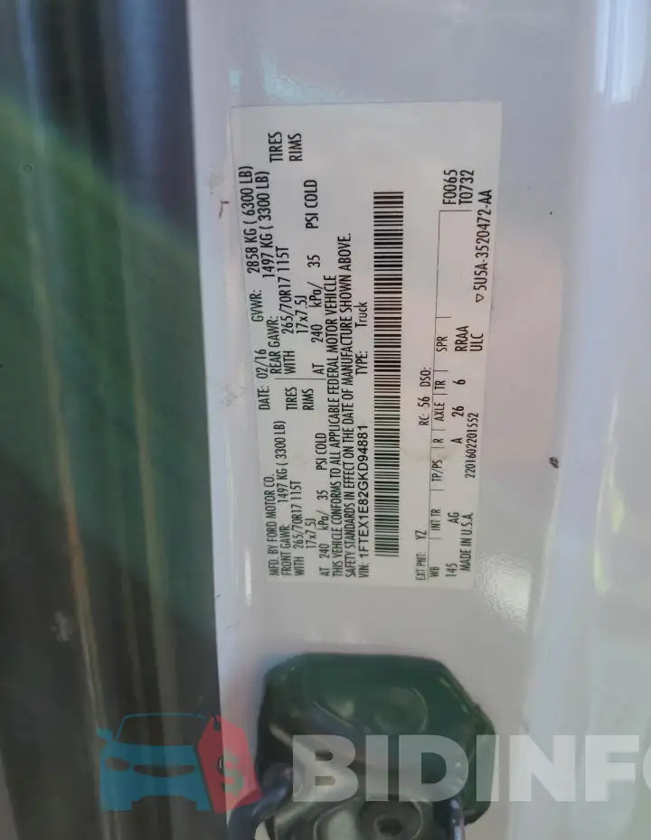 1FTEX1E82GKD94881 Photo# 12