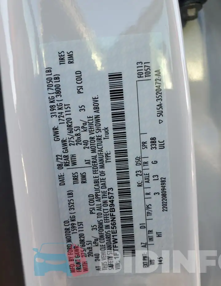 1FTFW1E56NFB94573 Photo# 13