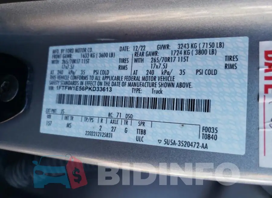 1FTFW1E56PKD33613 Photo# 12