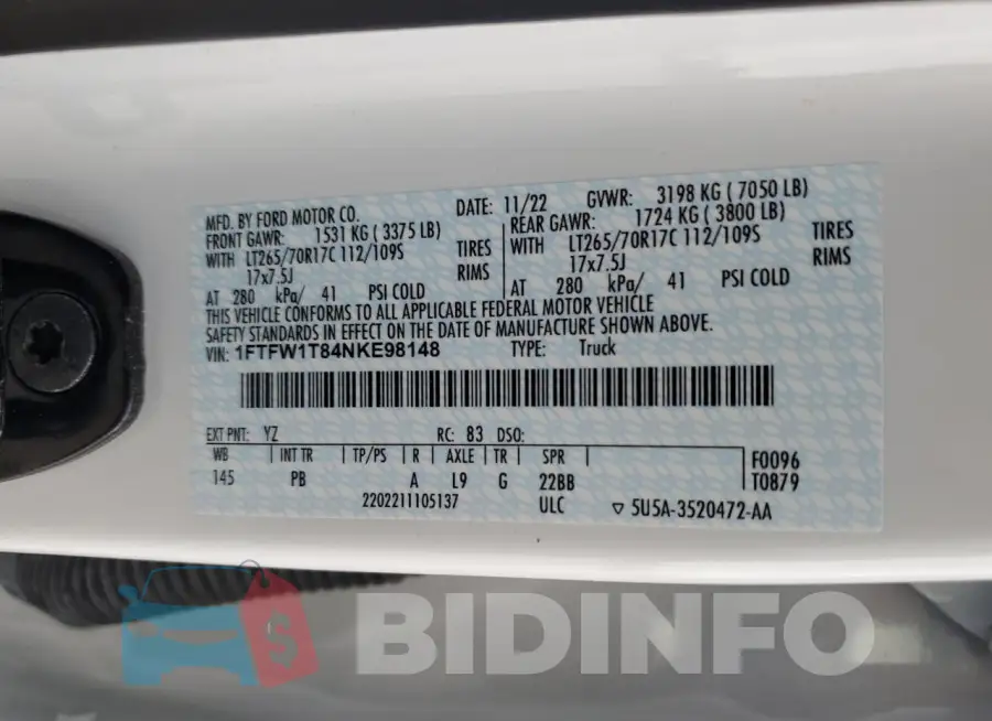 1FTFW1T84NKE98148 Photo# 12