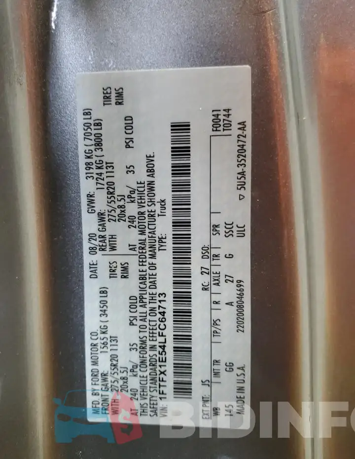 1FTFX1E54LFC64713 Photo# 12