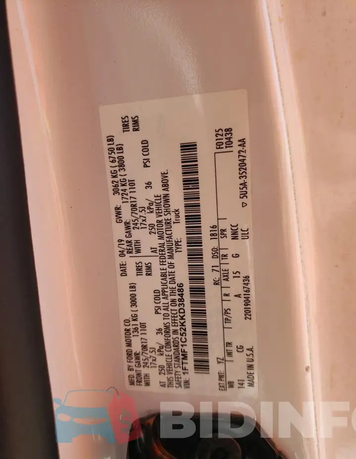 1FTMF1C52KKD38486 Photo# 13