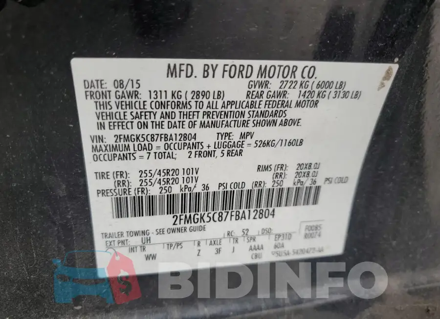 2FMGK5C87FBA12804 Photo# 13