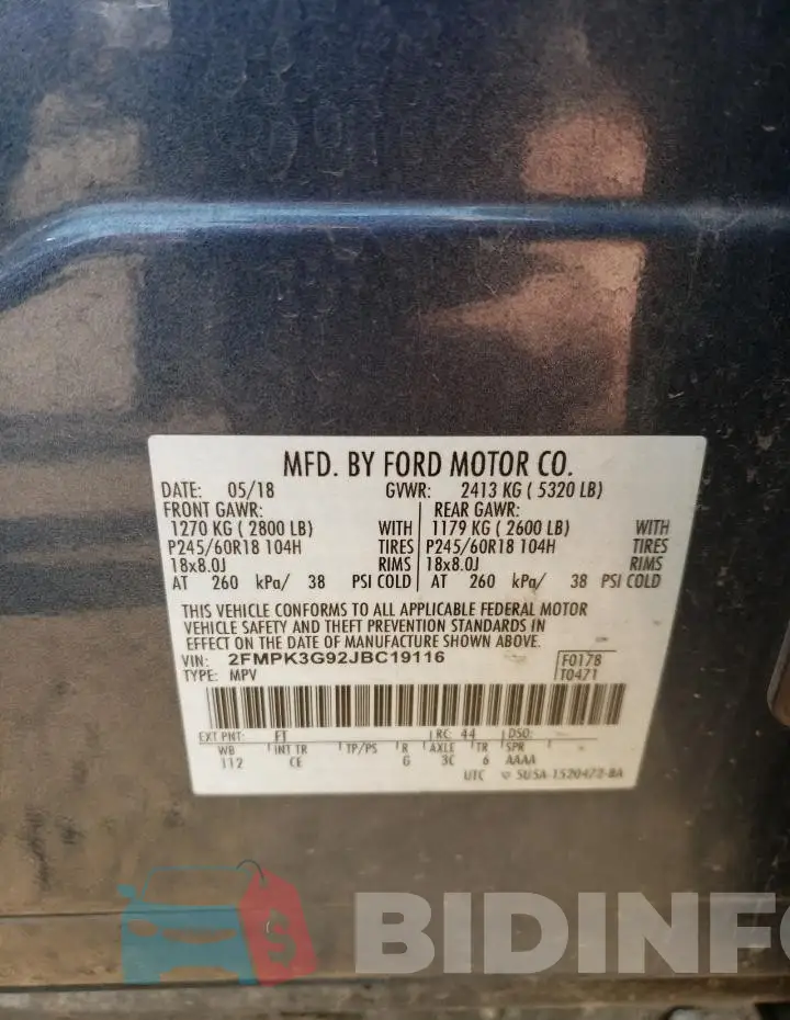 2FMPK3G92JBC19116 Photo# 13