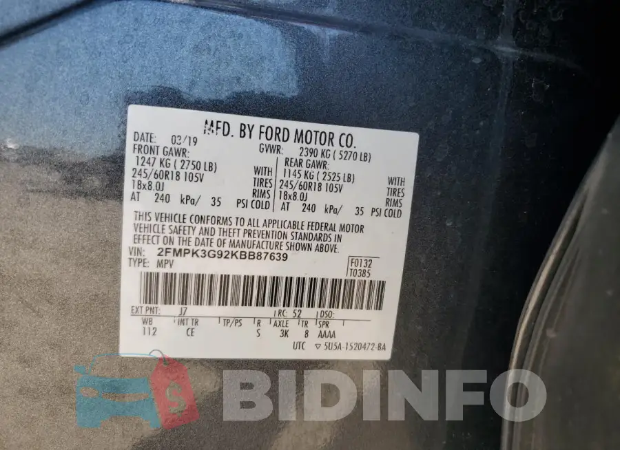 2FMPK3G92KBB87639 Photo# 14