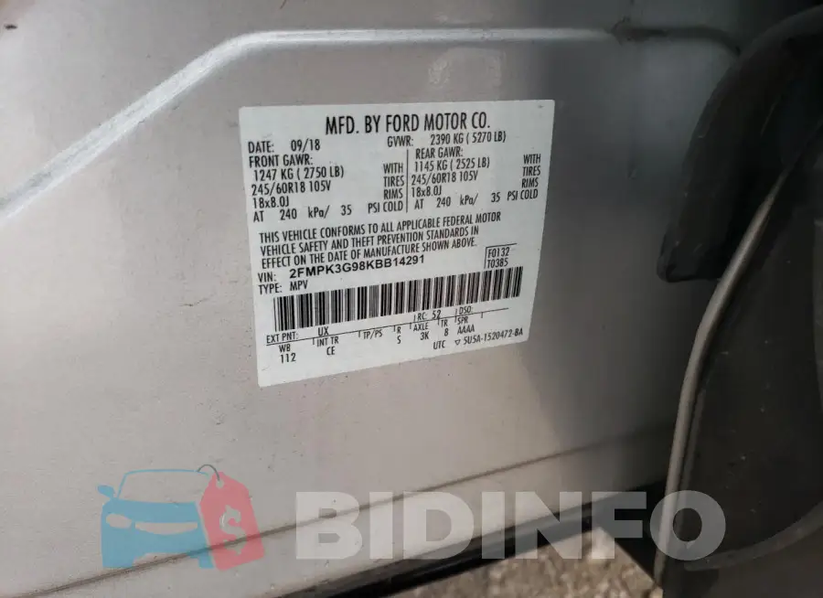2FMPK3G98KBB14291 Photo# 13