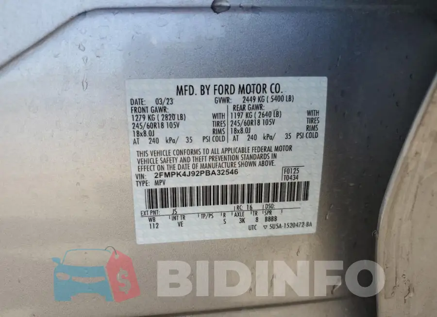 2FMPK4J92PBA32546 Photo# 13