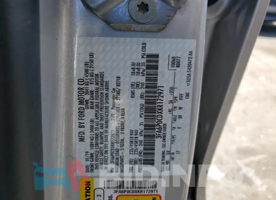 3FA6P0CDXKR172971 Photo# 12