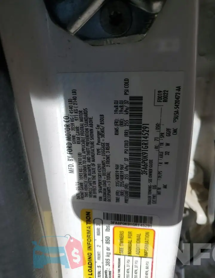 3FA6P0K91GR145291 Photo# 12