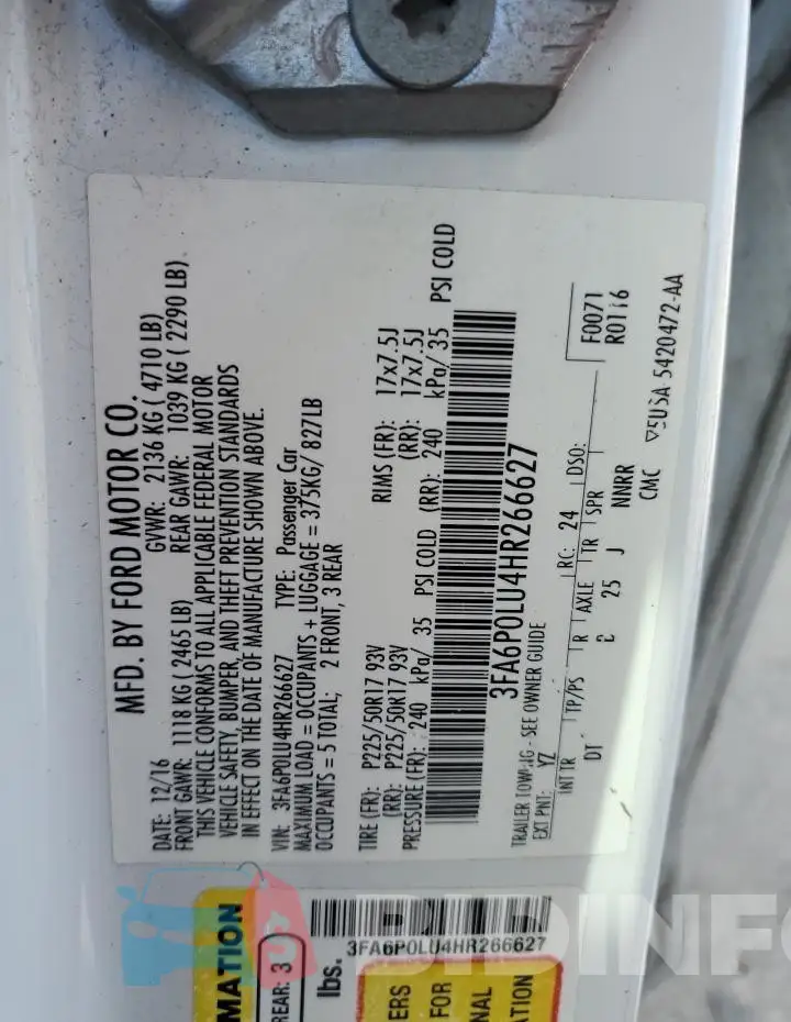 3FA6P0LU4HR266627 Photo# 12