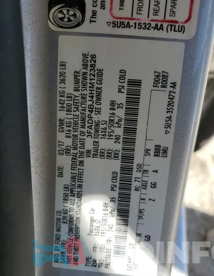 3FADP4BJ4HM123826 Photo# 12