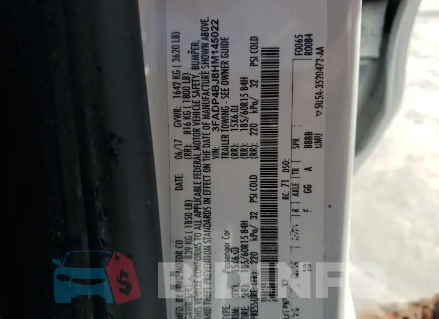 3FADP4BJ8HM145022 Photo# 13