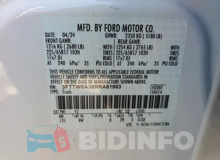 3FTTW8A38RRA81863 Photo# 13