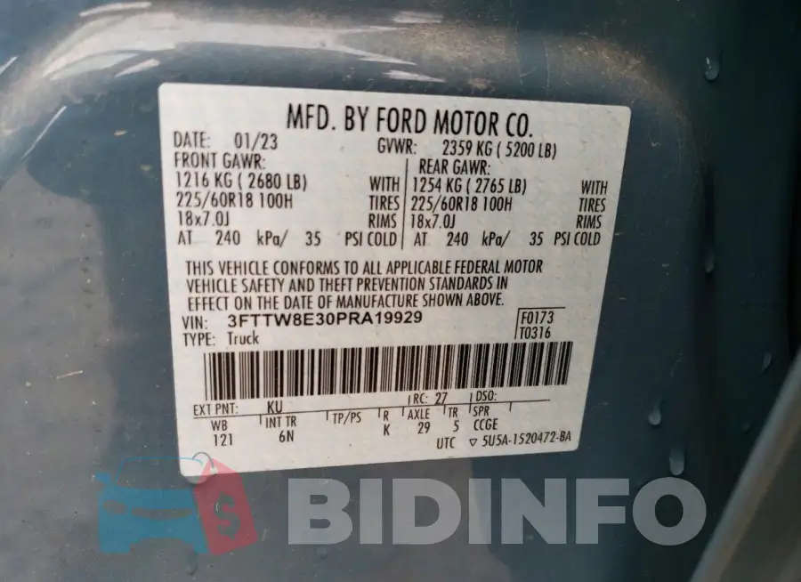 3FTTW8E30PRA19929 Photo# 12