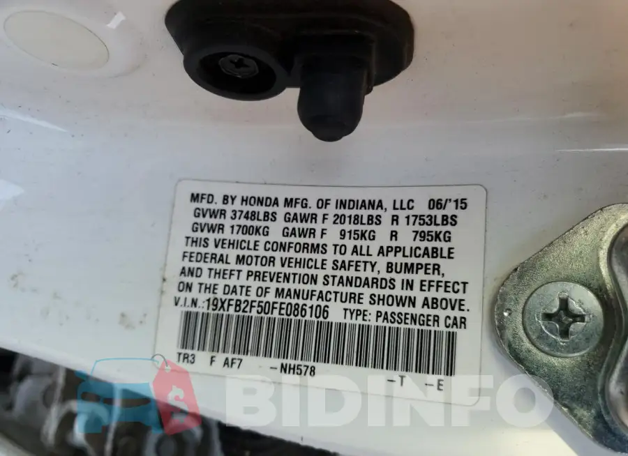 19XFB2F50FE086106 Photo# 12