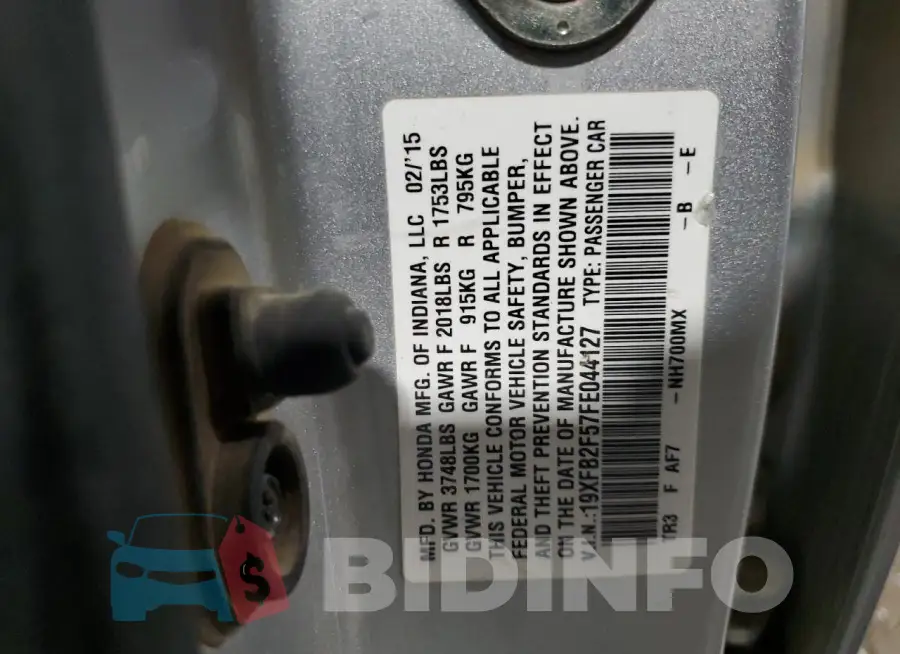 19XFB2F57FE044127 Photo# 12