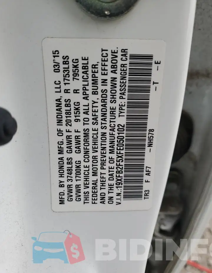 19XFB2F5XFE050102 Photo# 12