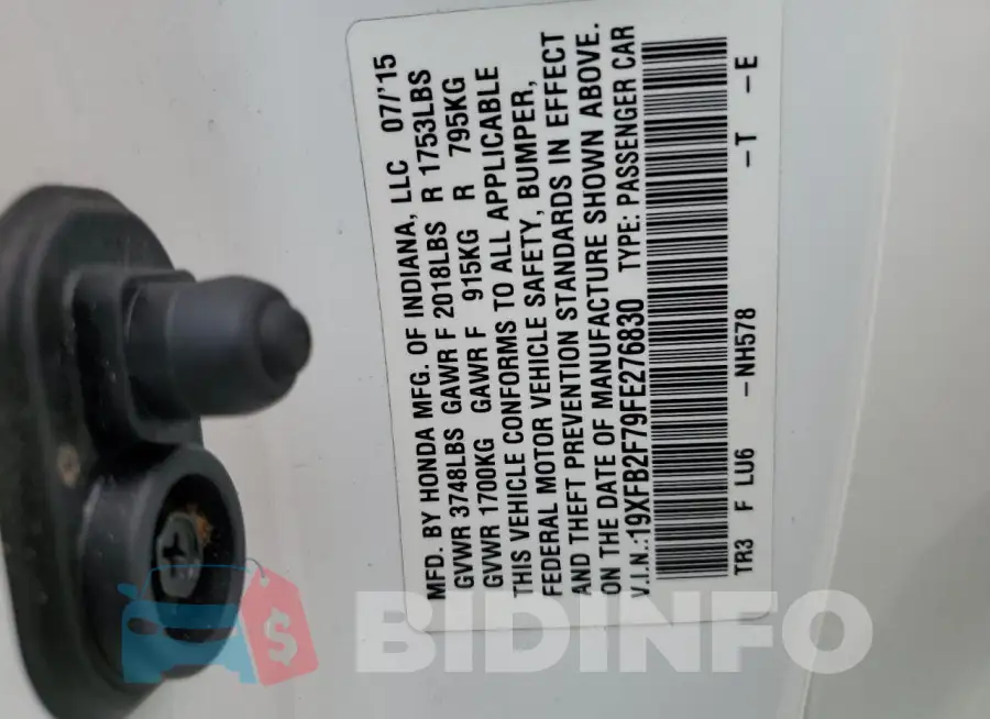 19XFB2F79FE276830 Photo# 12