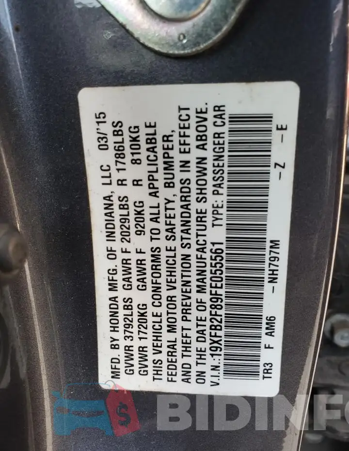 19XFB2F89FE055561 Photo# 12