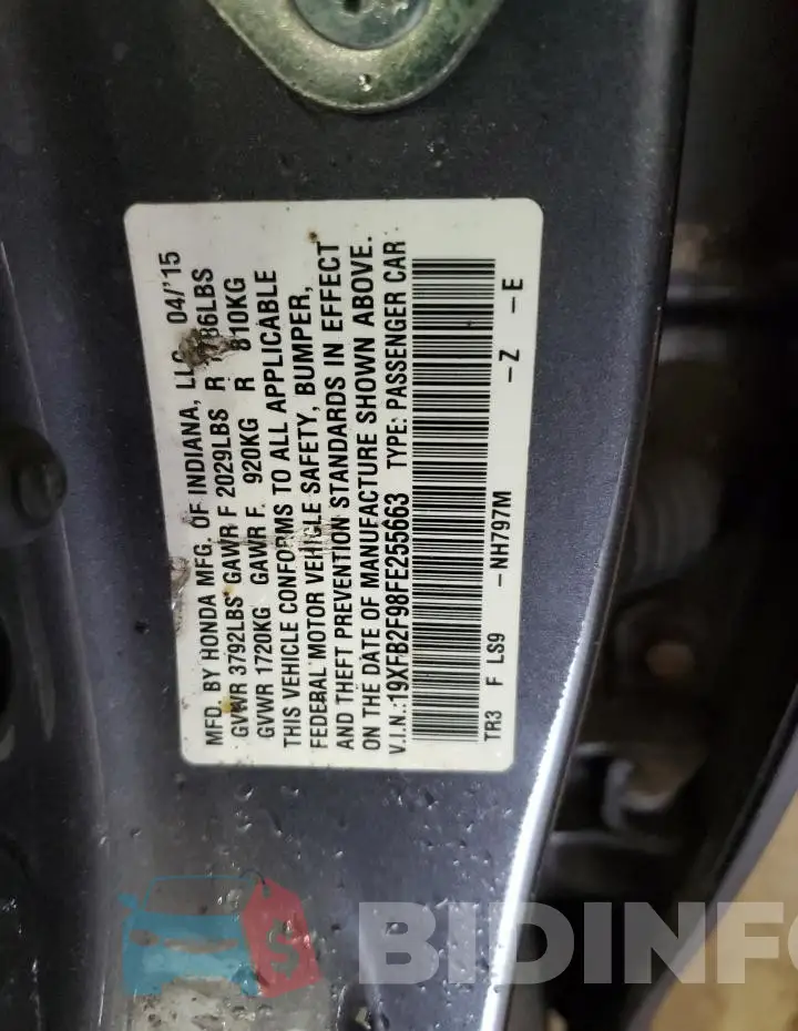 19XFB2F98FE255663 Photo# 12