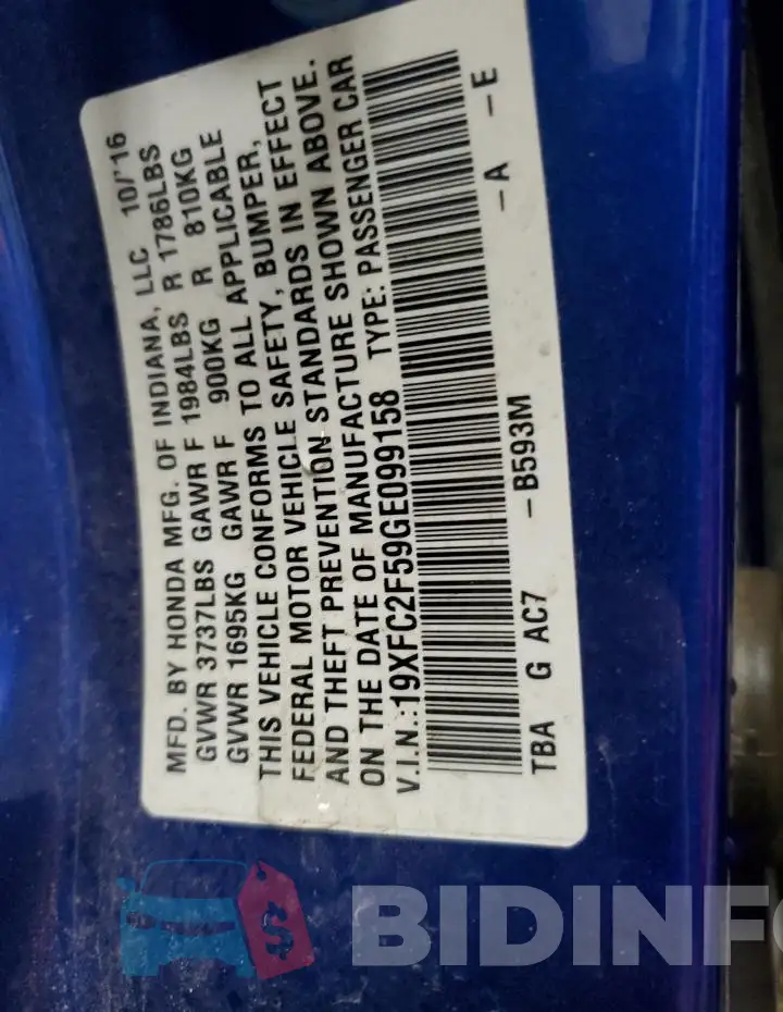19XFC2F59GE099158 Photo# 12