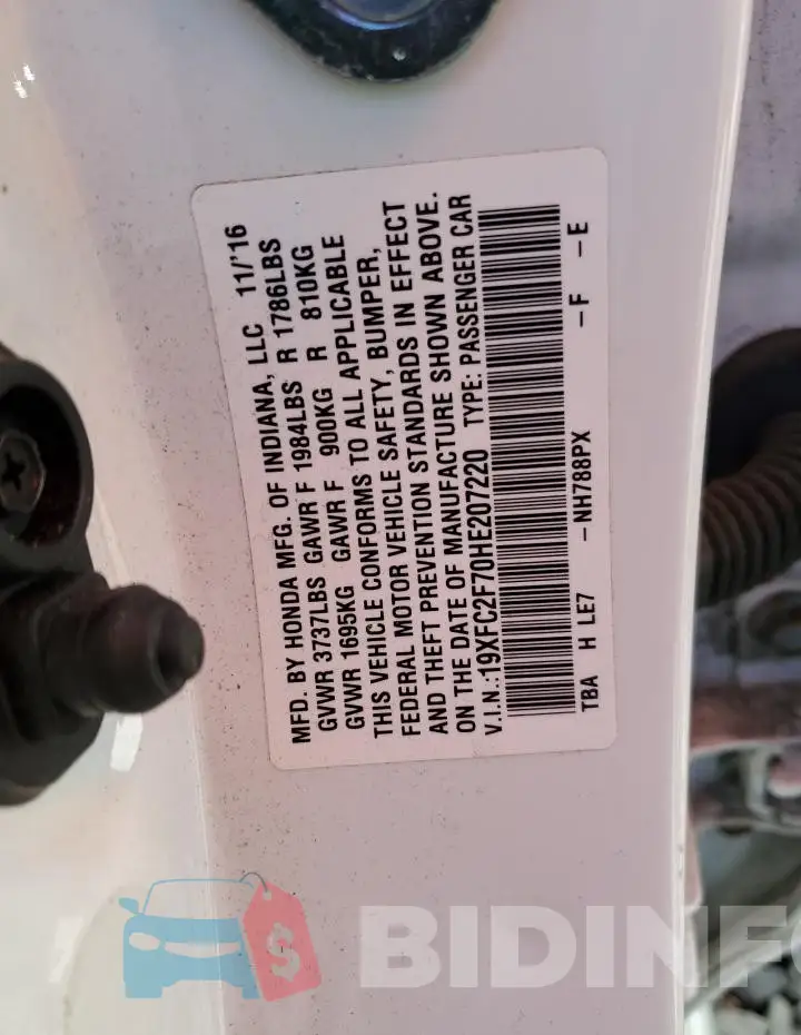 19XFC2F70HE207220 Photo# 13