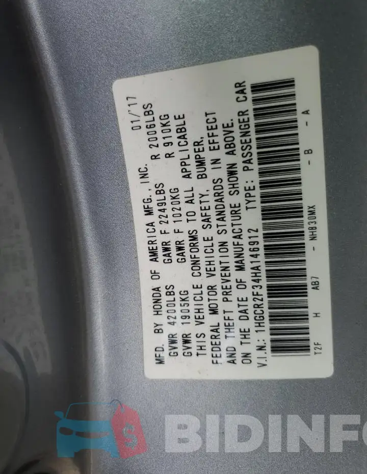 1HGCR2F34HA146912 Photo# 13