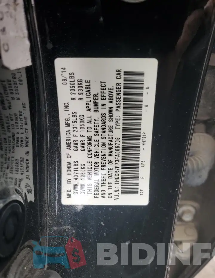 1HGCR2F73FA006706 Photo# 13