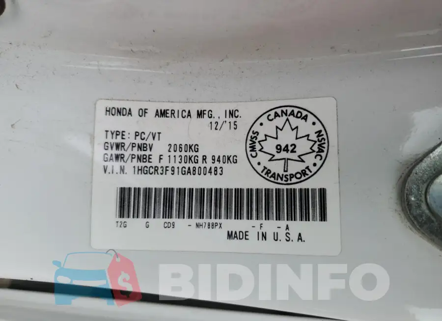 1HGCR3F91GA800483 Photo# 13