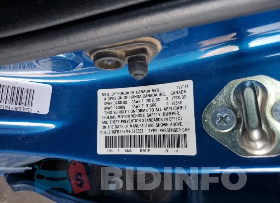 2HGFB2F57FH515523 Photo# 12