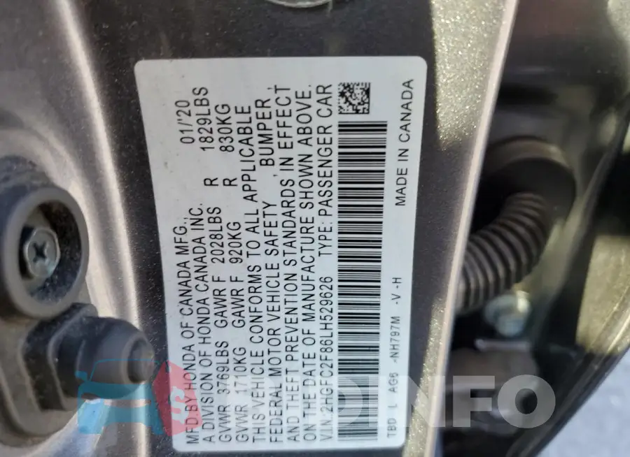 2HGFC2F86LH529626 Photo# 12