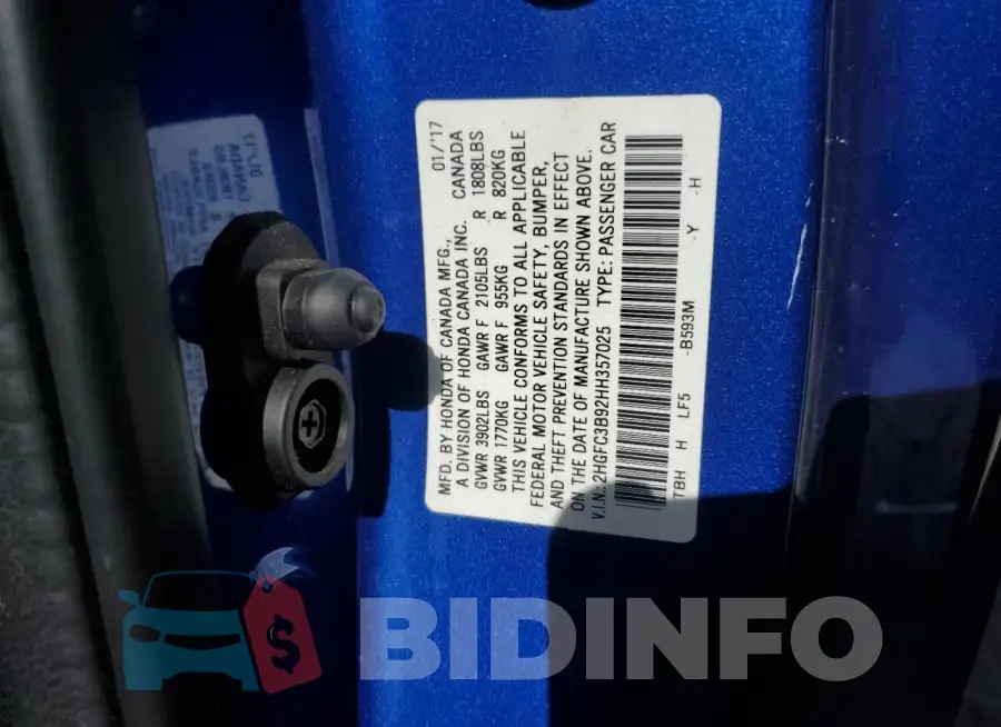 2HGFC3B92HH357025 Photo# 12