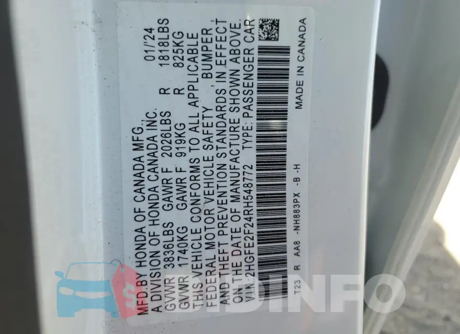 2HGFE2F24RH548772 Photo# 13