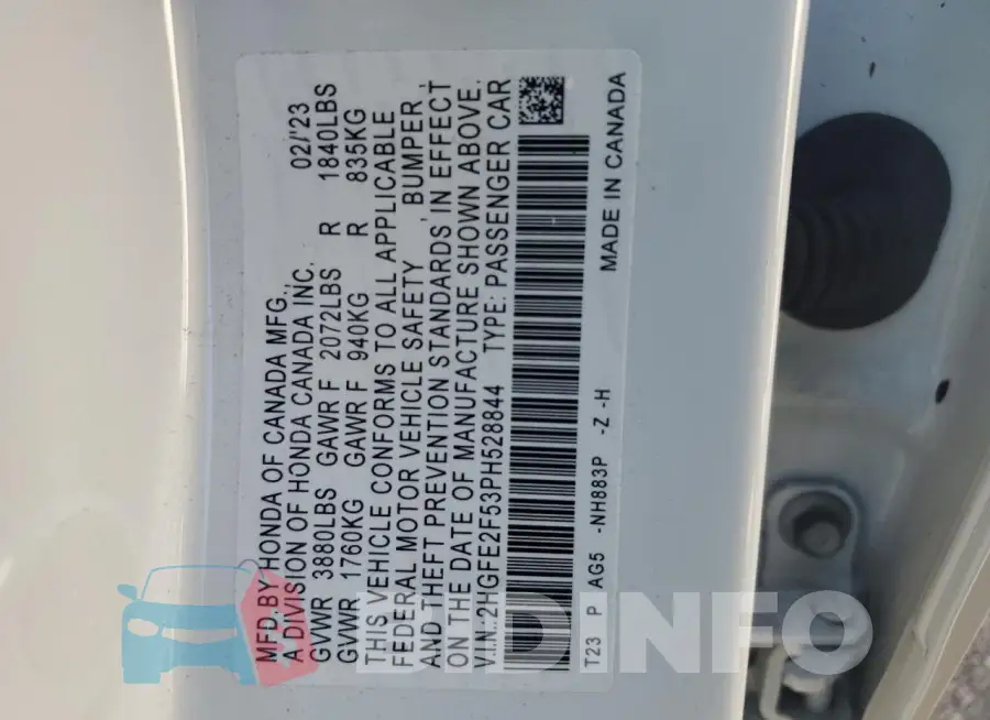 2HGFE2F53PH528844 Photo# 13