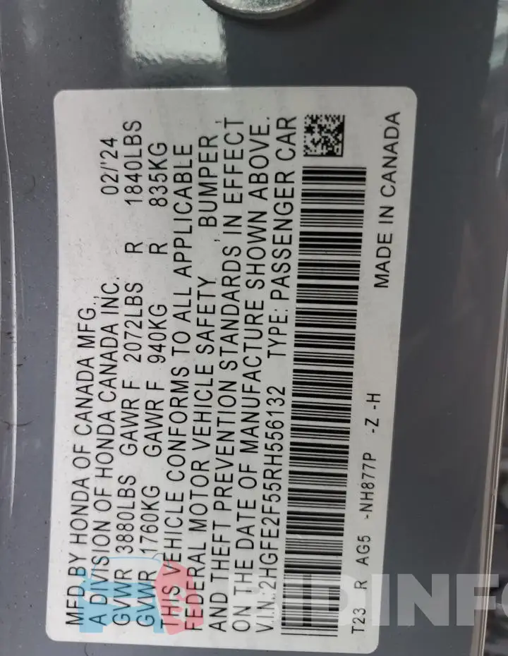 2HGFE2F55RH556132 Photo# 12