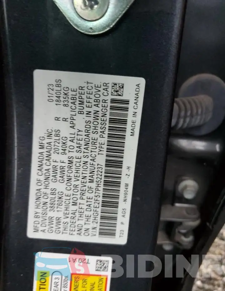 2HGFE2F57PH522237 Photo# 12