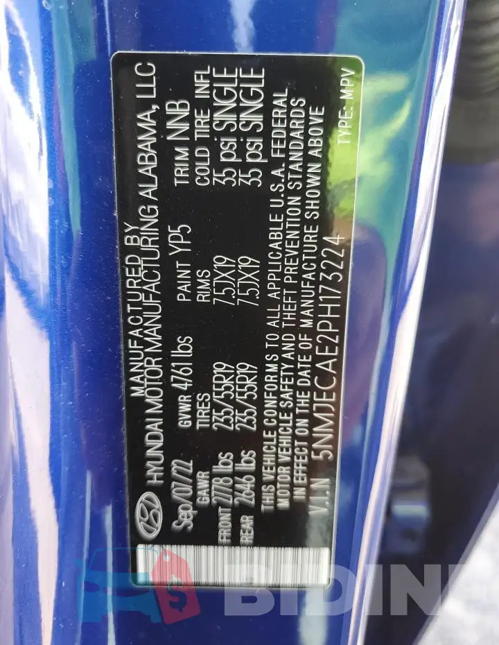 5NMJECAE2PH173224 Photo# 13