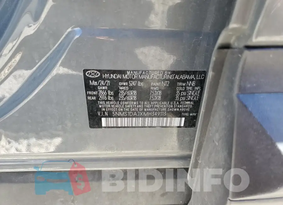 5NMS1DAJXMH349113 Photo# 12