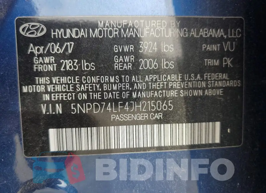5NPD74LF4JH215065 Photo# 12