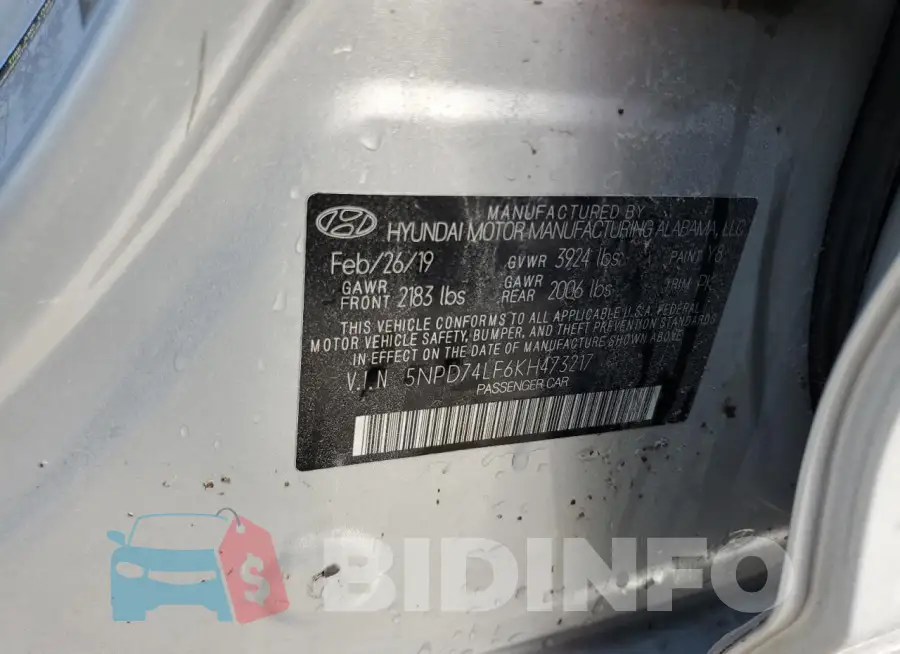 5NPD74LF6KH473217 Photo# 12