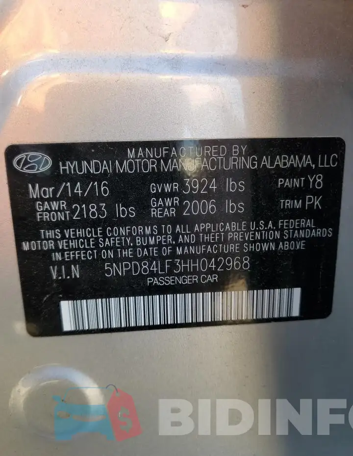 5NPD84LF3HH042968 Photo# 12