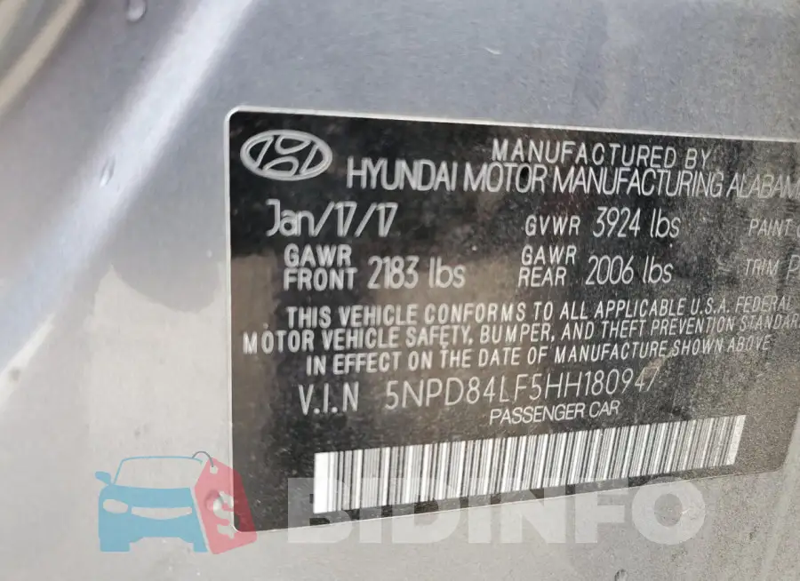 5NPD84LF5HH180947 Photo# 12