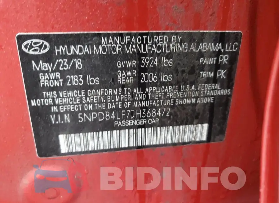 5NPD84LF7JH368472 Photo# 12