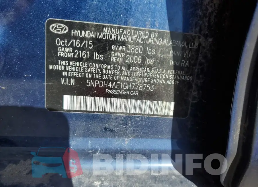 5NPDH4AE1GH778753 Photo# 12