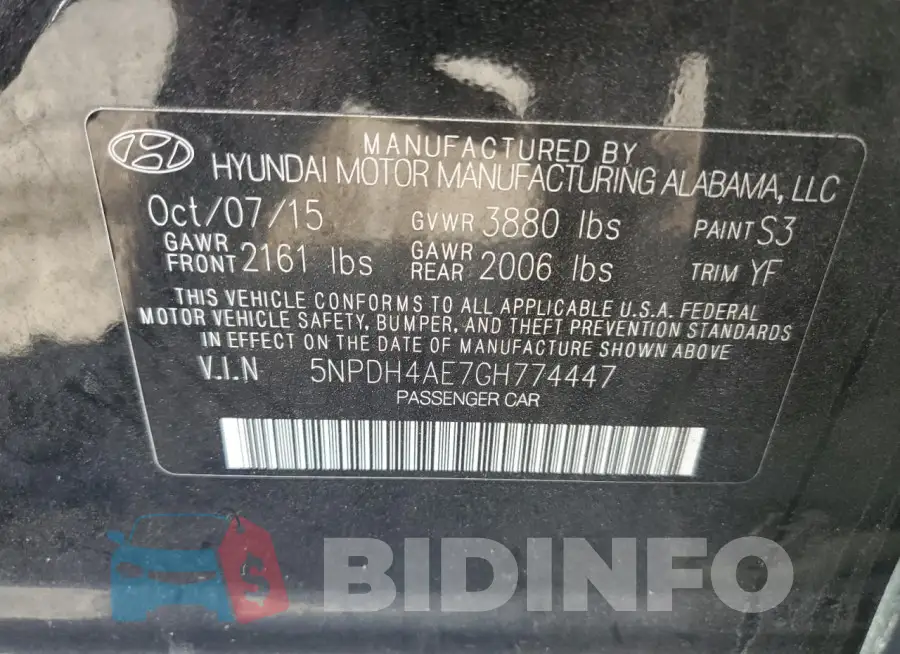 5NPDH4AE7GH774447 Photo# 12