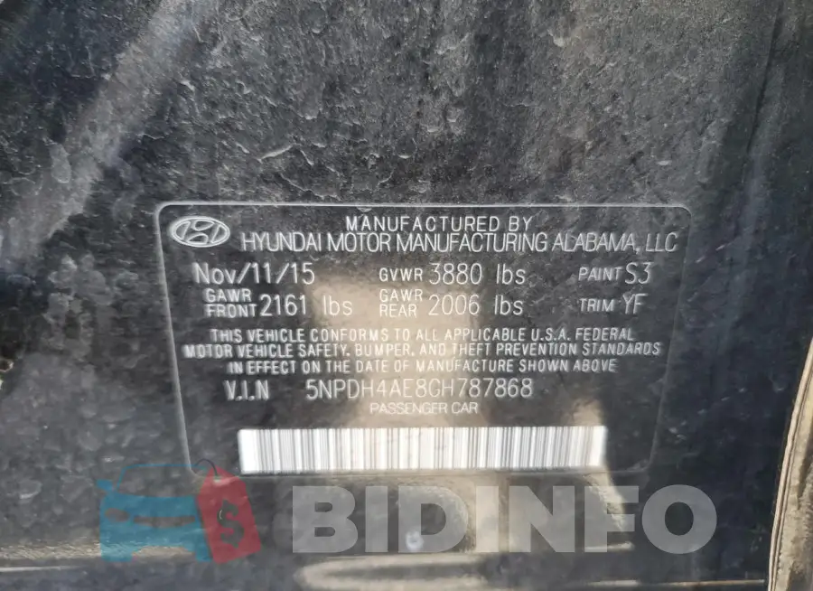 5NPDH4AE8GH787868 Photo# 12